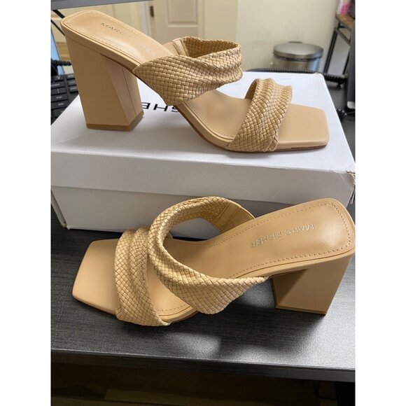 Marc Fisher Womens Eloria Block Heel Dress Sandals Brown Size 8.5M Defected - Picture 3 of 4